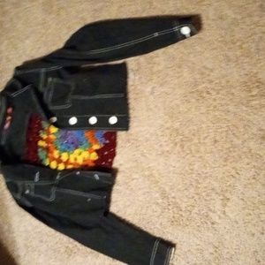 Home made crochet and jean jacket